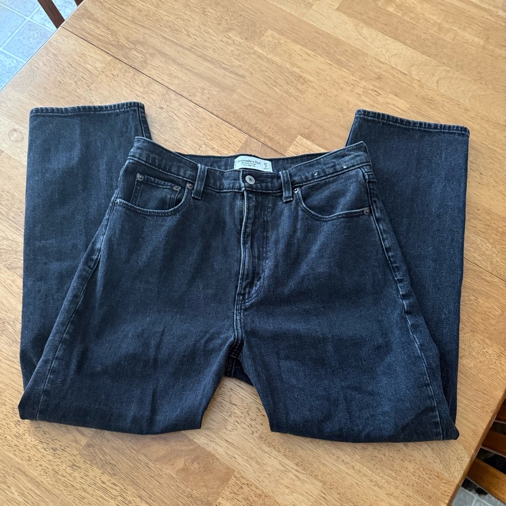 Abercrombie & Fitch Black Ultra High Rise Straight Jeans
